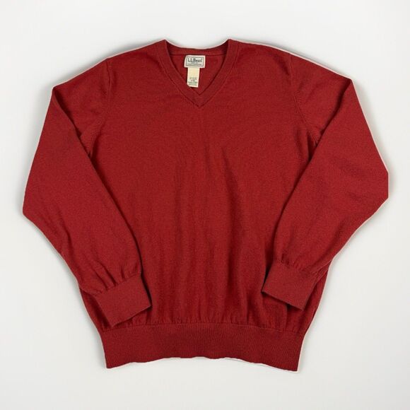 L.L. Bean Other - L.L. Bean Sweater Mens Medium Red Rust Cotton Cashmere Blend Pullover V Neck LL